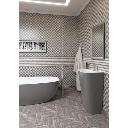 Apollo Tile Sample of Ashen Grey Sticks  12"x12" Marble Mosaic Tile APLEC44 Sample